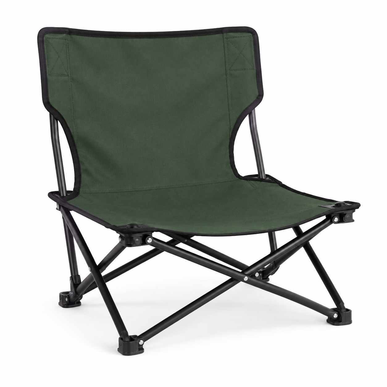 Chaise basse de camping pliante noir et vert forêt 55 × 53 × 65 cm