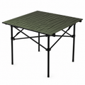 Table de camping à plateau enroulable noir et vert forêt 70 × 70 × 70 cm