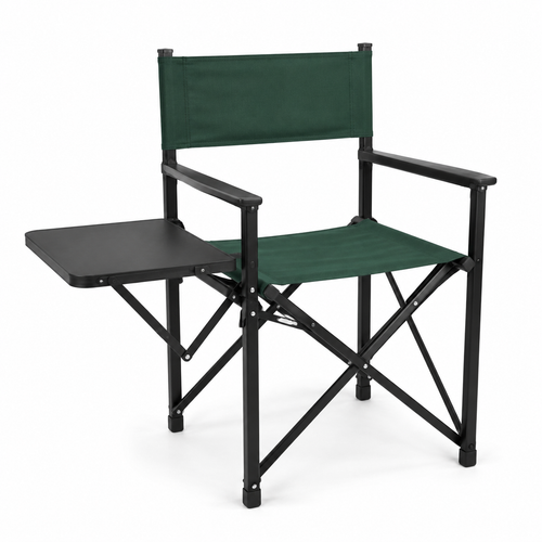 Chaise directeur de camping noire et verte avec tablette 60 × 48 × 88 cm