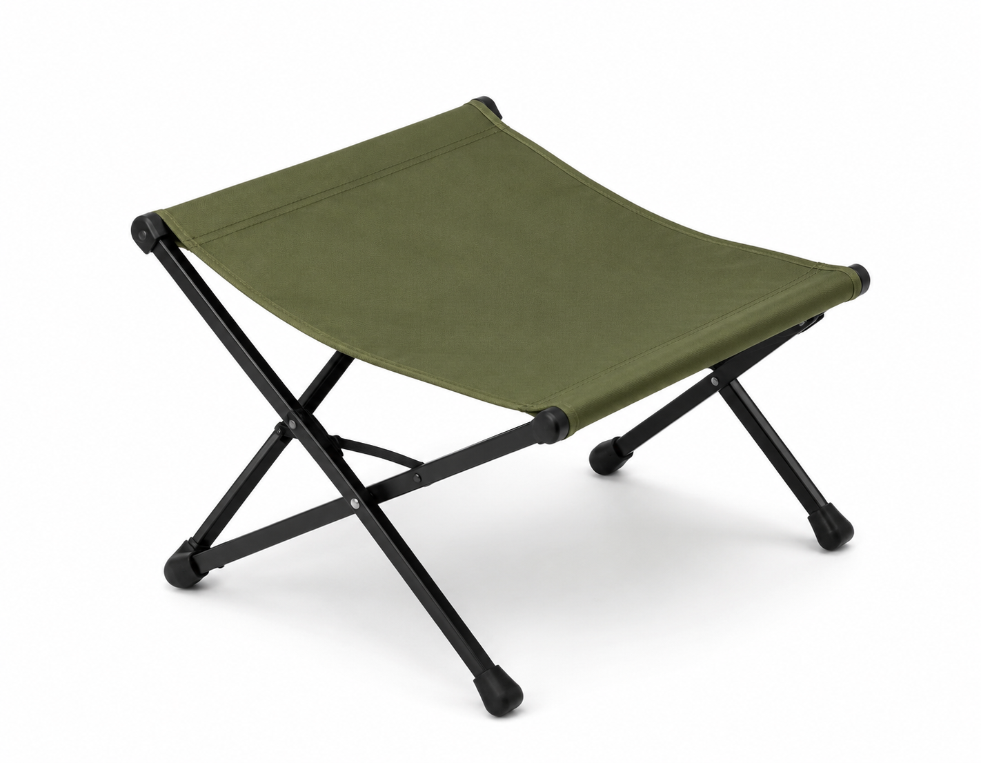 Repose-pieds pliant de camping vert olive et noir 45 × 35 × 38 cm