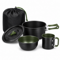 Popote de camping aluminium anodisé noir et vert 1 personne 5 pièces