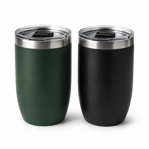 Duo de gobelets isothermes inox vert forêt et noir 2 × 350 ml