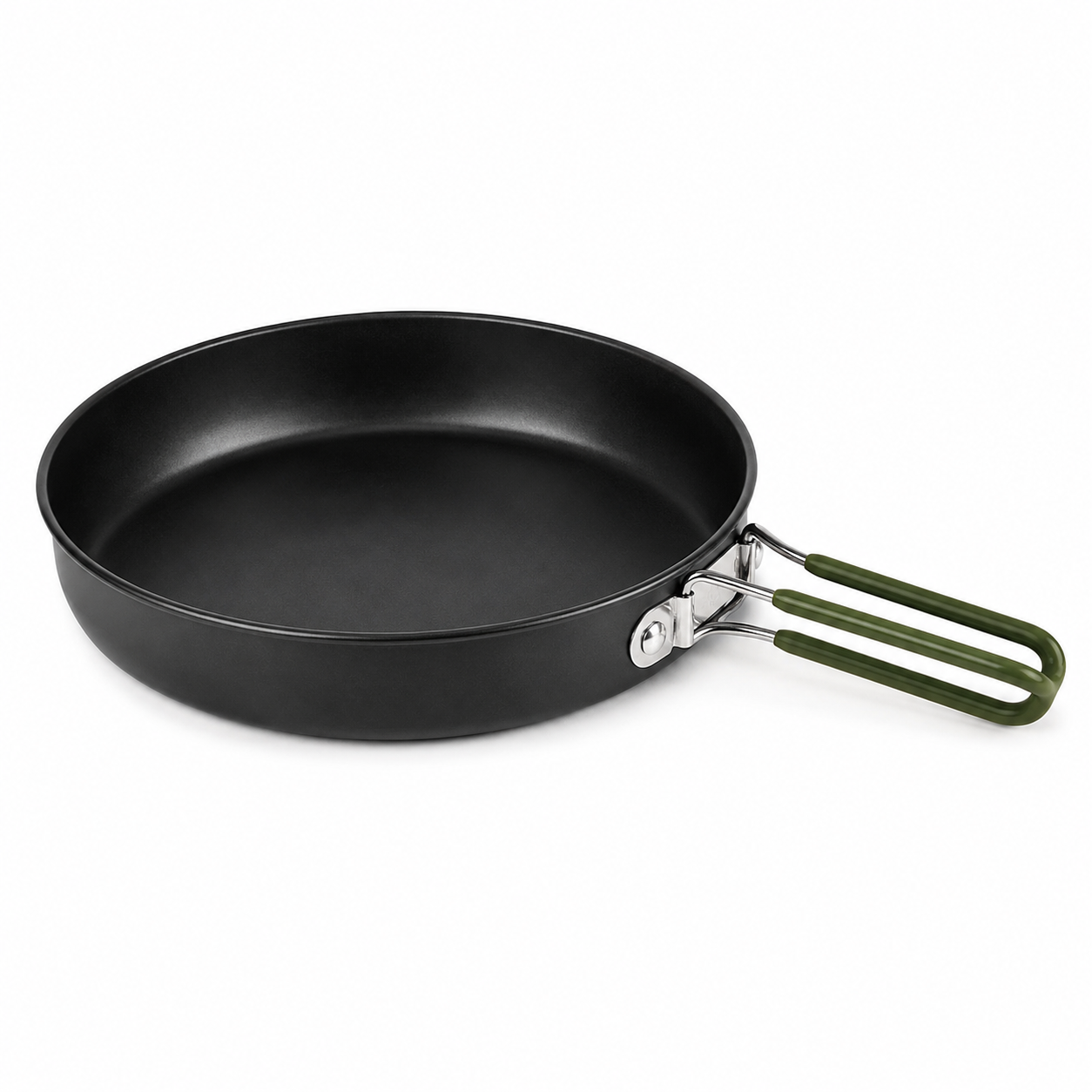 Poêle de camping noire à poignée pliante verte diamètre 20 cm