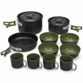 Ensemble de cuisson de camping noir et vert 4 personnes 12 pièces