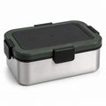 Boîte-repas inox vert foncé et noir avec couvercle 1 L