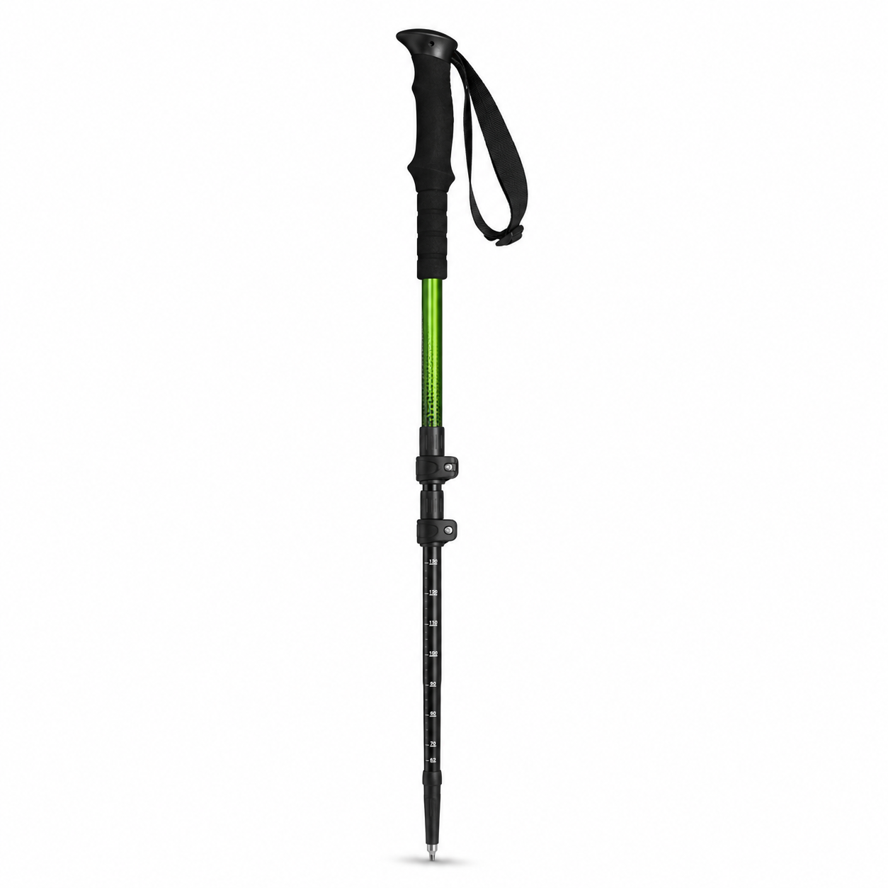 Bâton de randonnée léger aluminium noir et vert mousse 62–130 cm