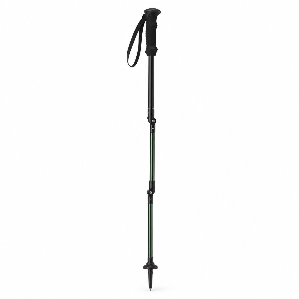 Bâton de randonnée pliant en Z noir et vert forêt longueur 110 cm