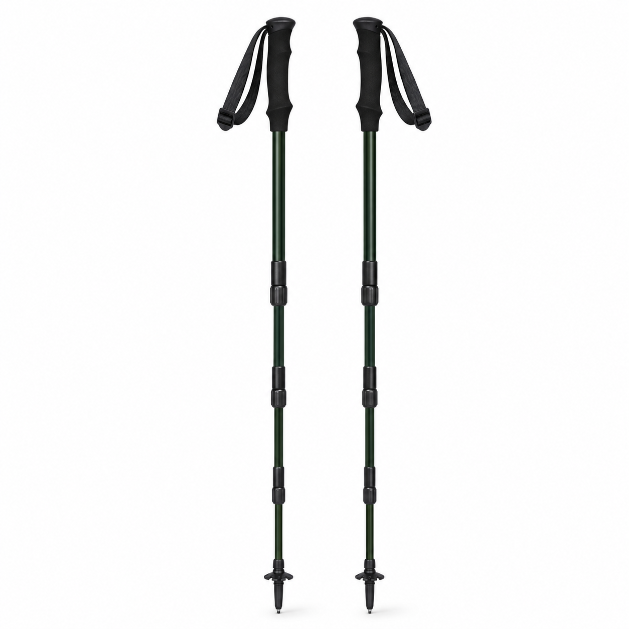 Paire de bâtons de trek pliants en Z vert foncé et noir longueur 120 cm