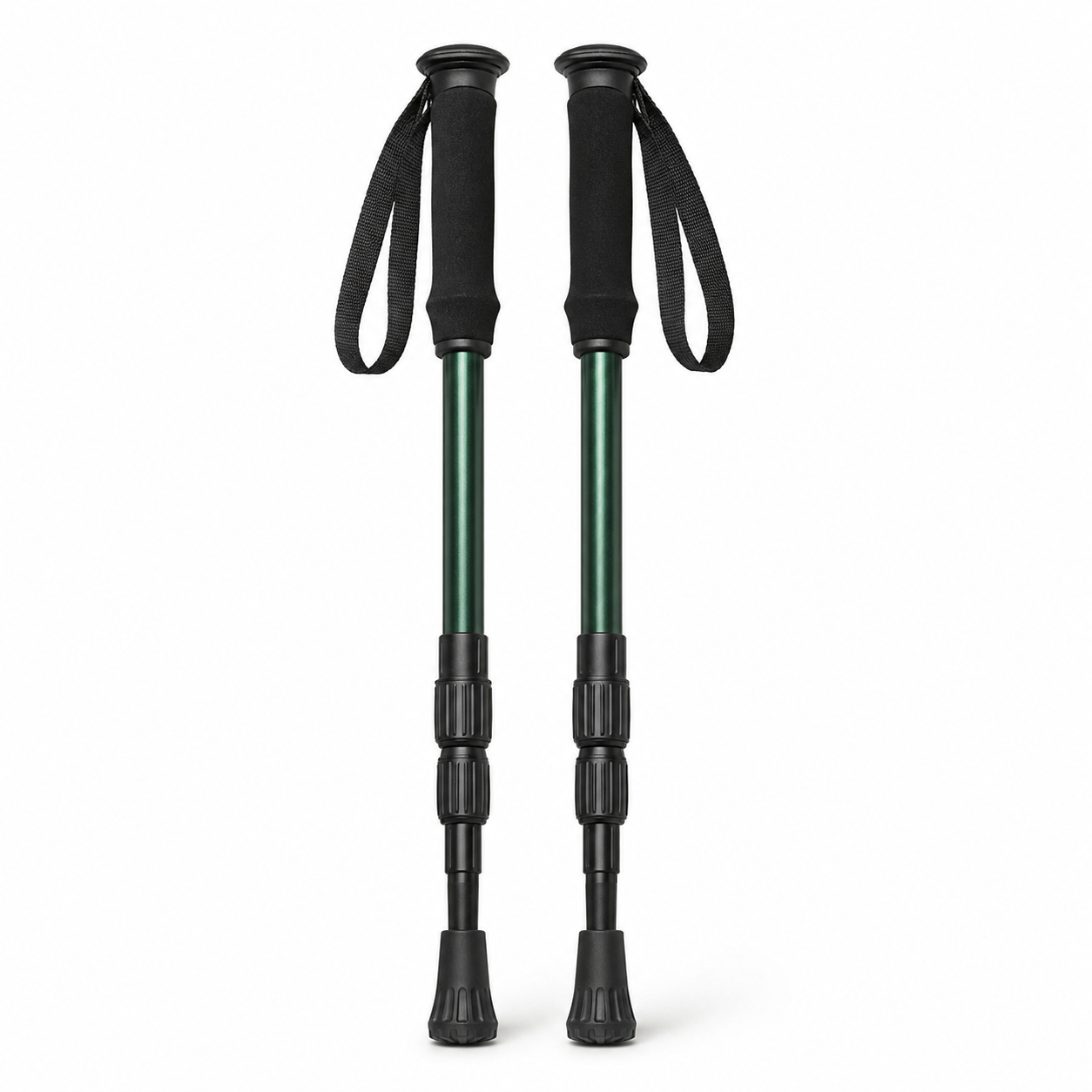 Paire de bâtons de marche compacts vert sapin et noir 58–125 cm