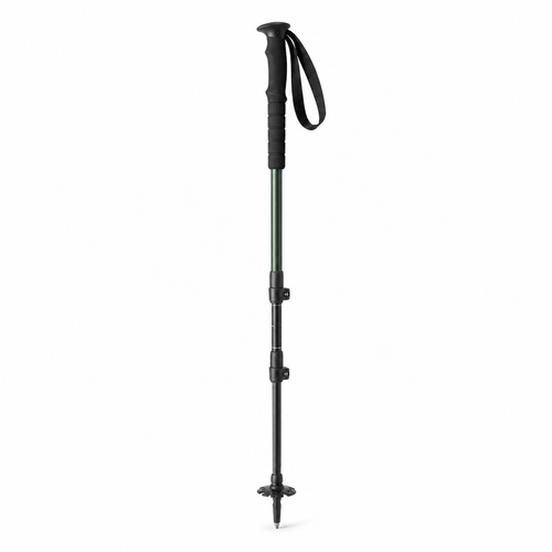 Bâton de randonnée renforcé noir mat et vert forêt 70–140 cm