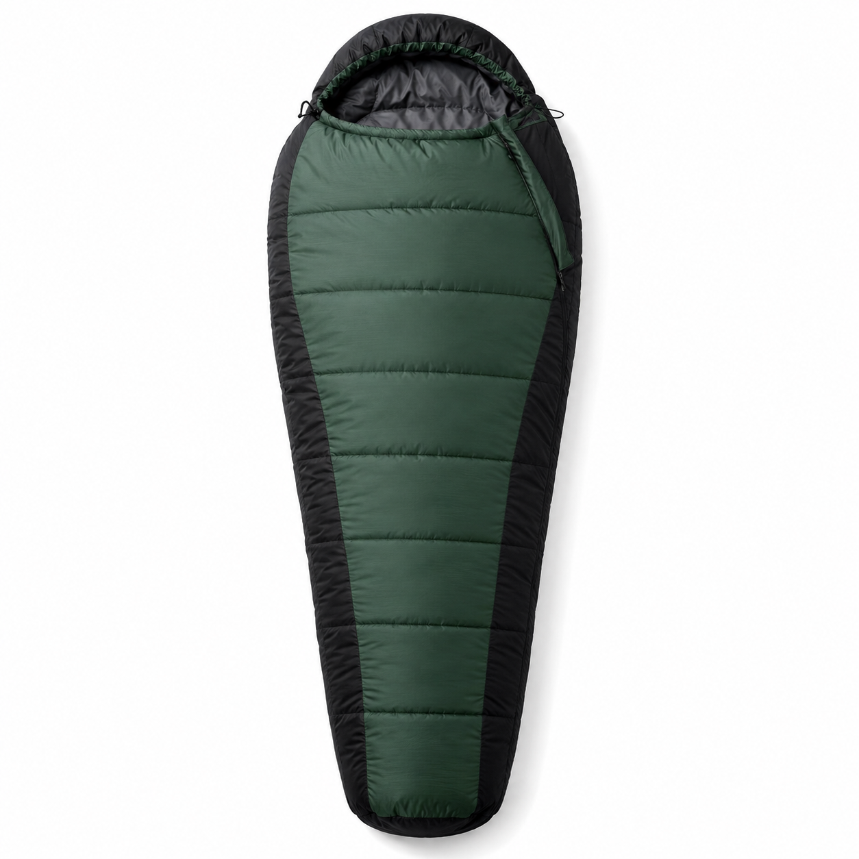 Sac de couchage sarcophage 2 saisons vert forêt et noir 210 × 80 cm