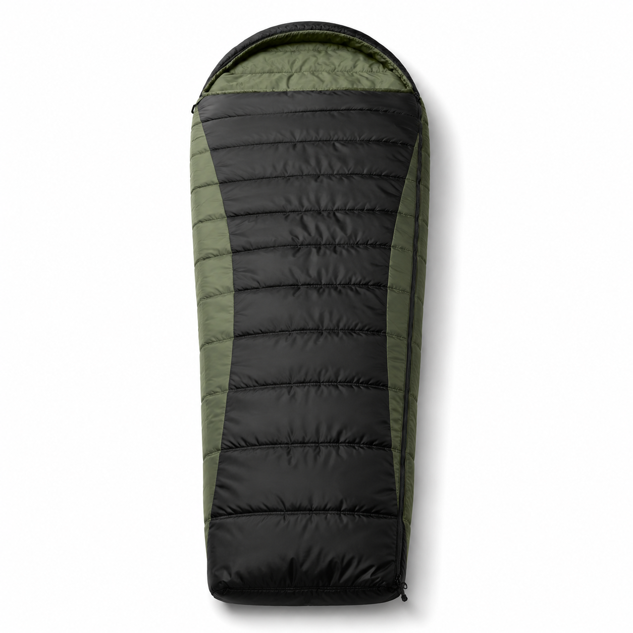 Sac de couchage été compact noir et vert mousse 190 × 72 cm