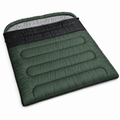 Sac de couchage double vert forêt et noir 220 × 150 cm