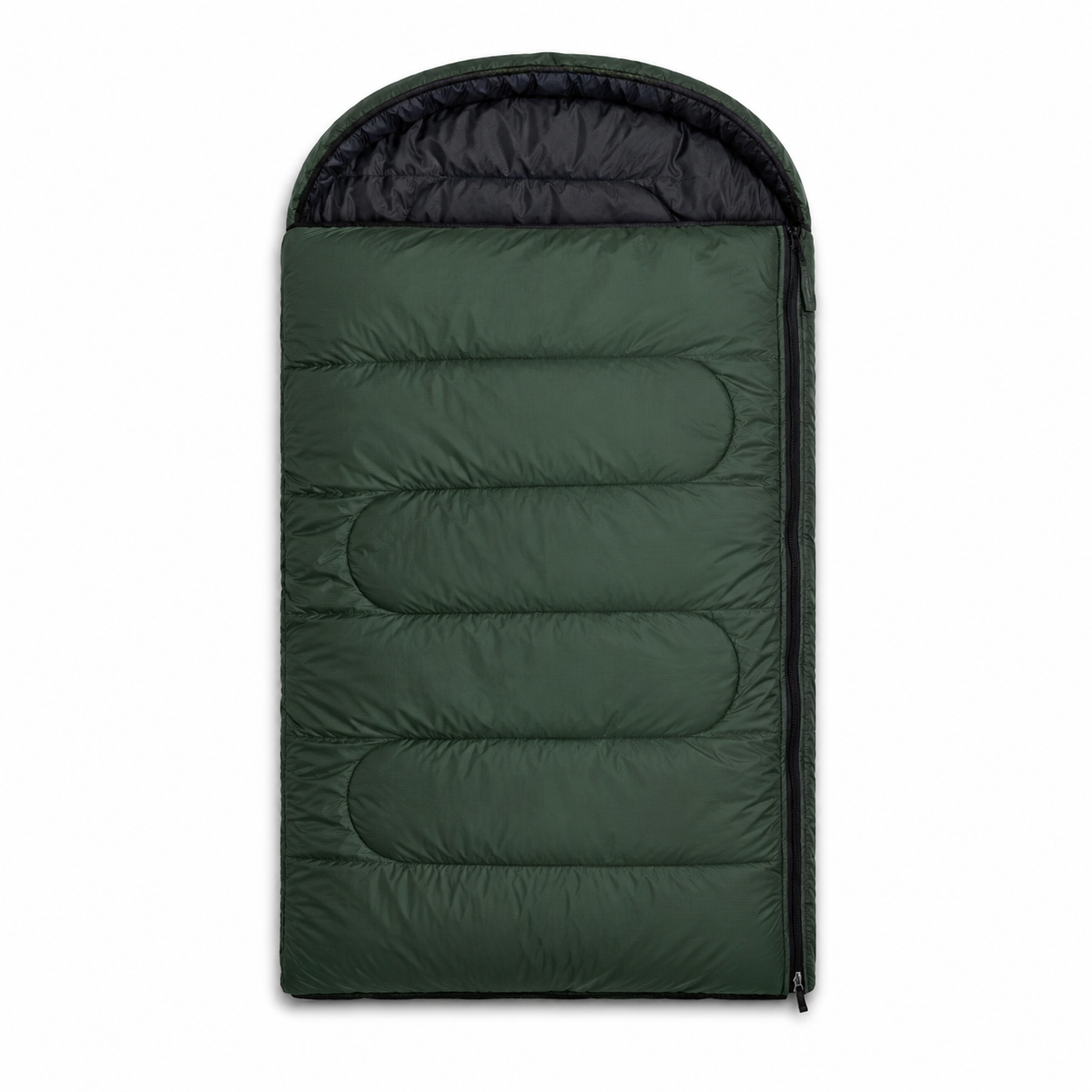 Sac de couchage compact coupe courte vert sapin et noir 180 × 70 cm