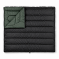 Sac de couchage rectangulaire grande largeur noir et vert forêt 220 × 90 cm