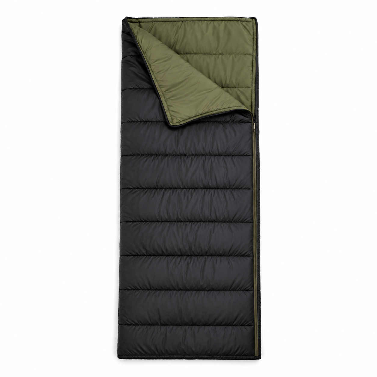 Sac de couchage de voyage noir et vert olive 195 × 75 cm