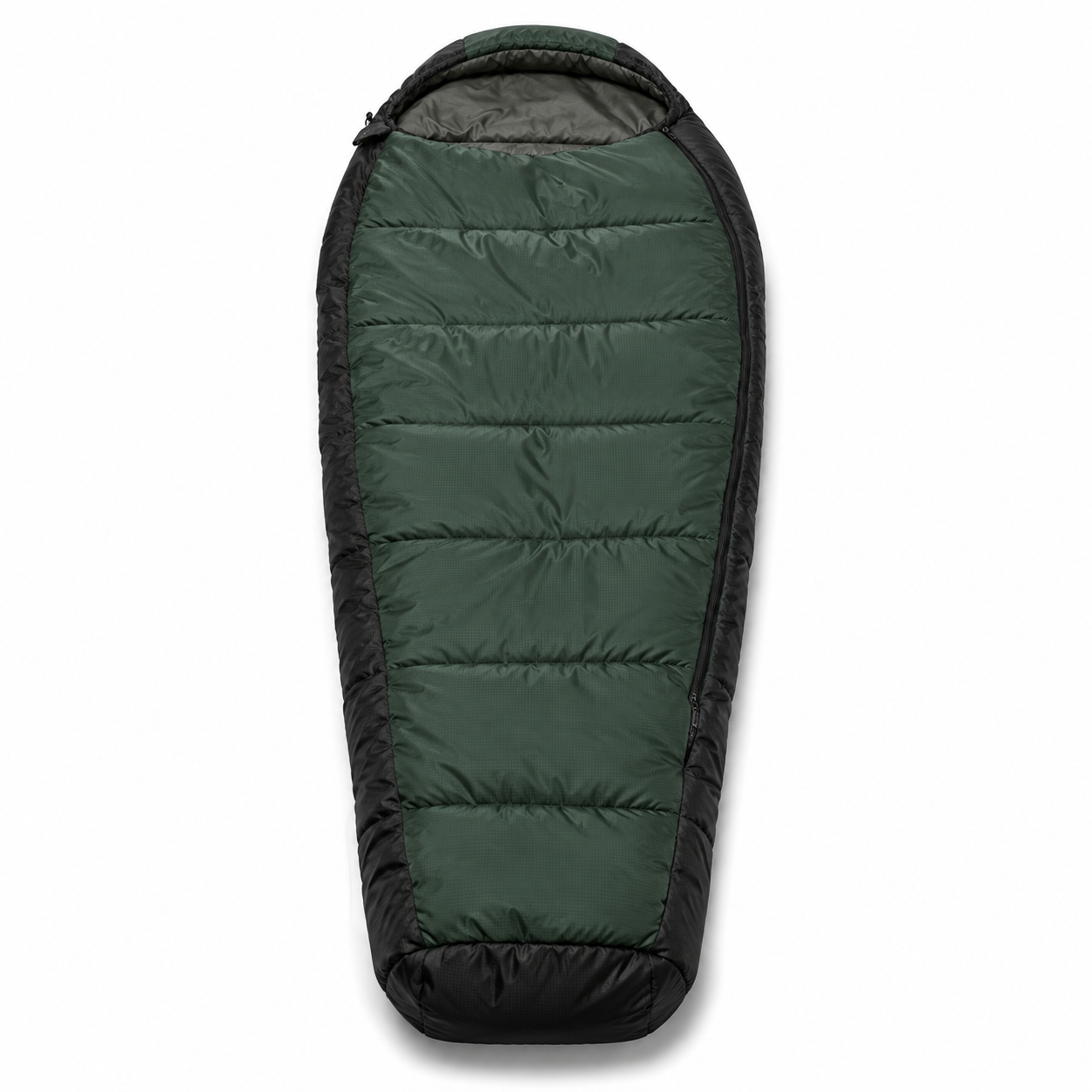 Sac de couchage synthétique léger vert forêt et noir 205 × 78 cm