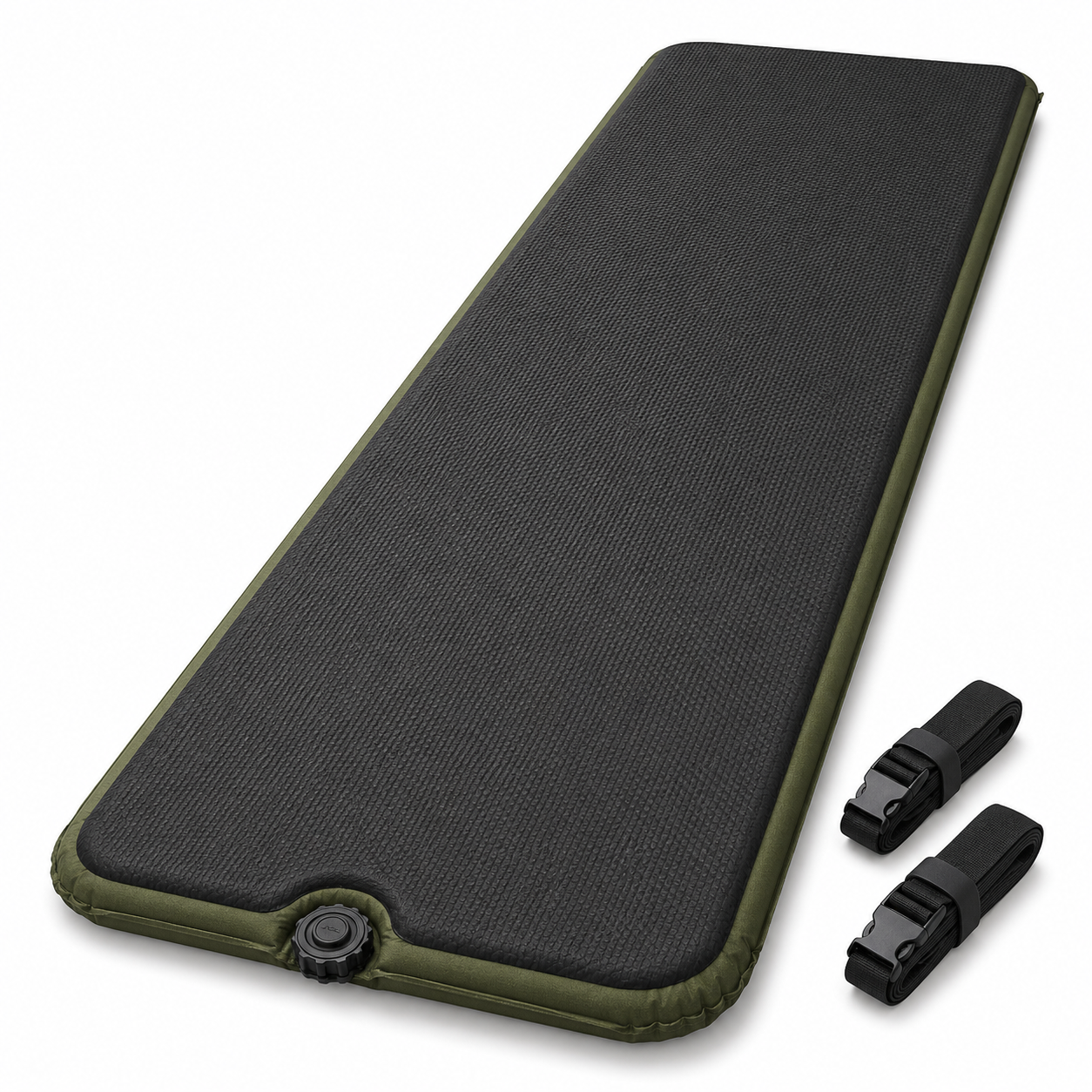 Matelas autogonflant noir et vert olive 190 × 60 × 5 cm