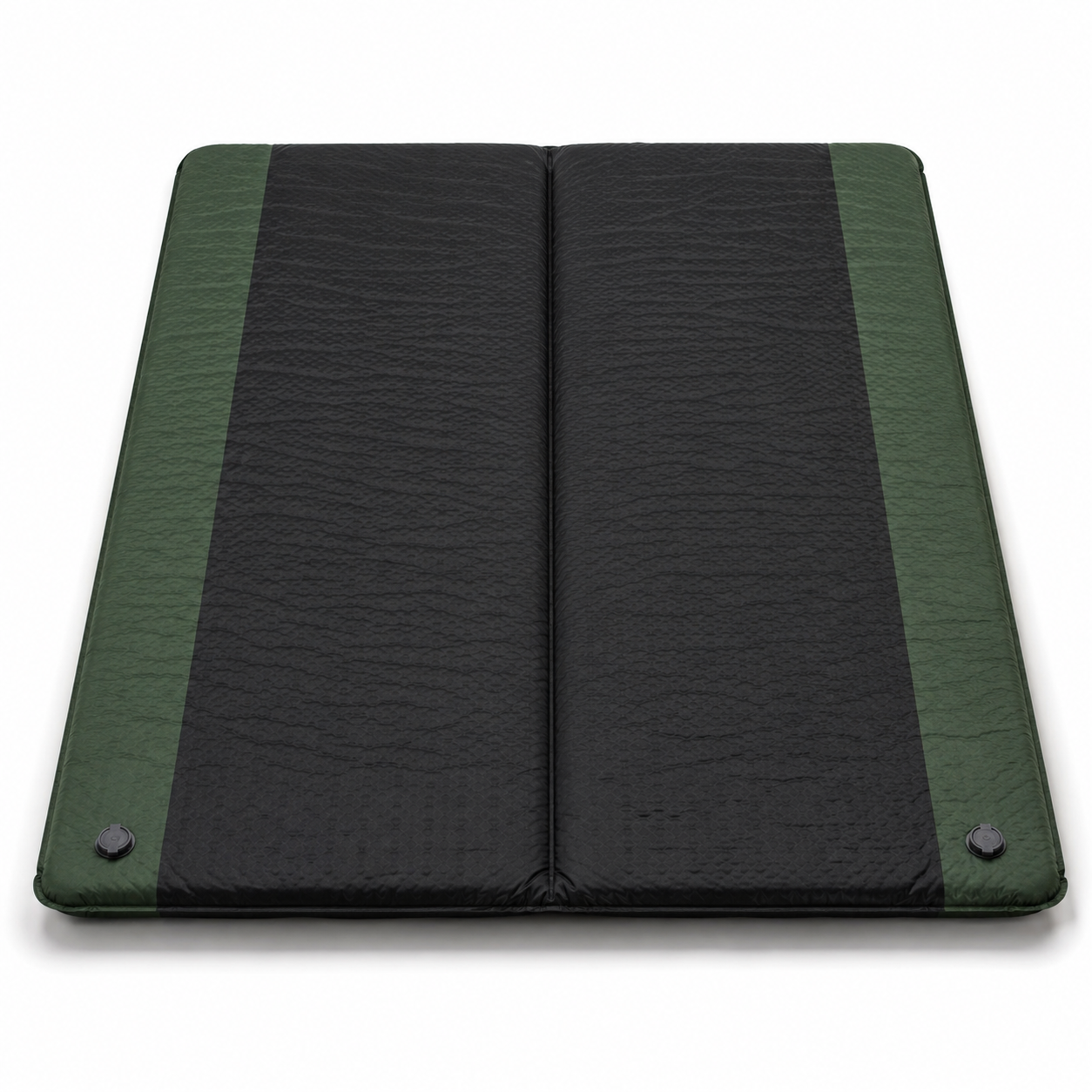 Matelas autogonflant double noir et vert forêt 190 × 120 × 4 cm