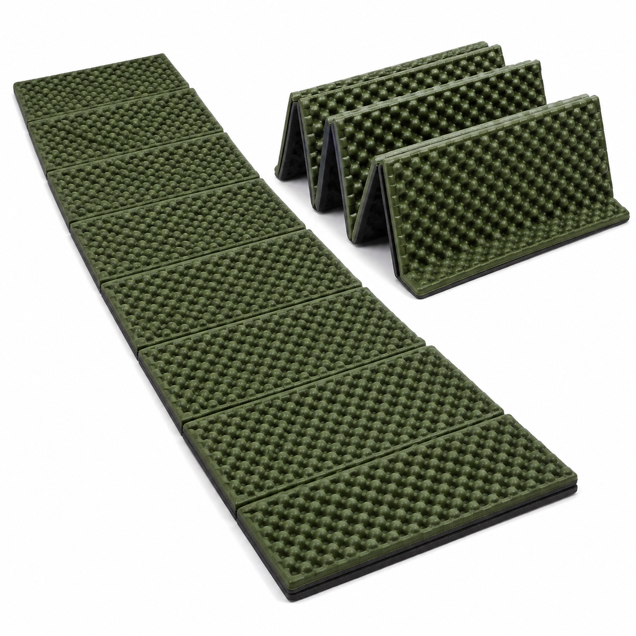 Matelas mousse accordéon isolant vert forêt et noir 185 × 56 × 2 cm